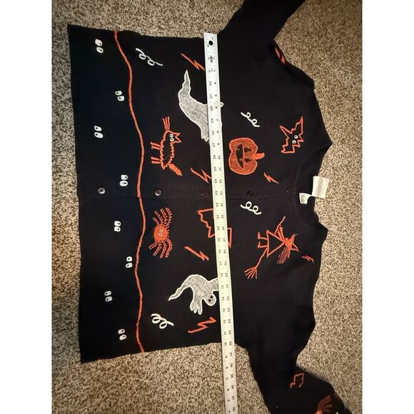 Michael Simon Lite Halloween Cotton Cardigan Black Pumpkin Ghost Cat Women’s 2X - Picture 7 of 8